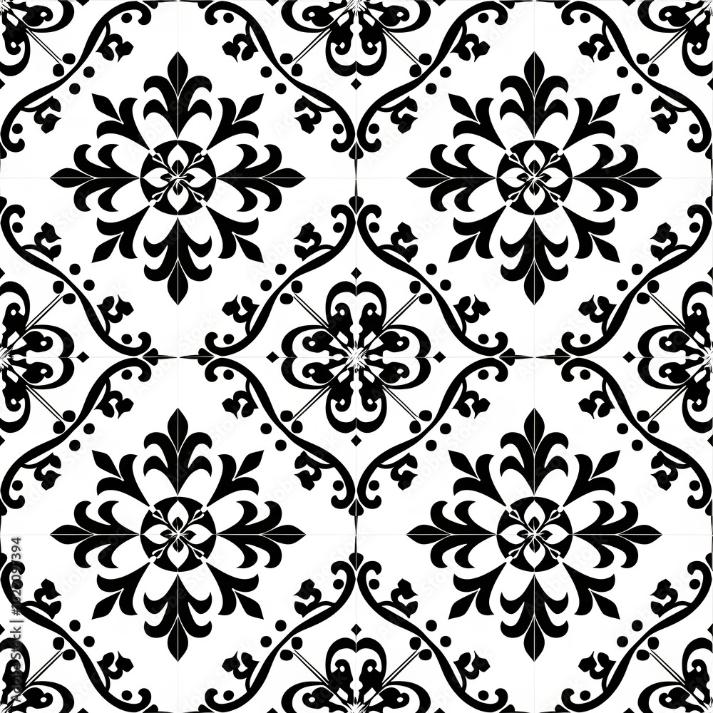 Ethnic folk ceramic tile in talavera style with black floral ornament. Italian pattern, traditional Portuguese and Spain decor. Mediterranean porcelain pottery isolated on white background Ethnic folk ceramic tile in talavera style with black floral ornament. Italian pattern, traditional Portuguese and Spain decor. Mediterranean porcelain pottery isolated on white background