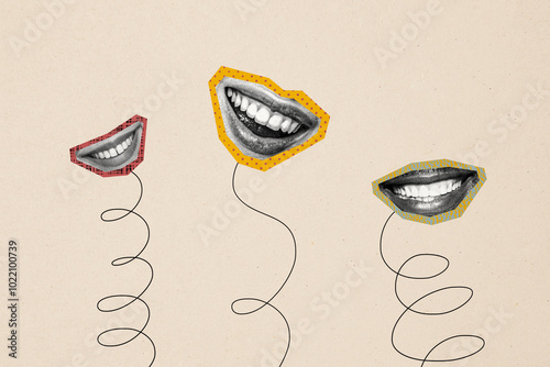 Composite artwork collage image picture of mouth hang spring isolated on creative background