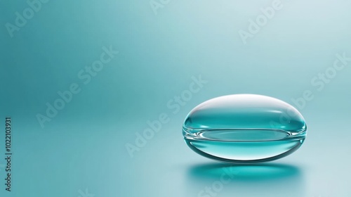 Transparent Glass Sphere on Turquoise Background, AI