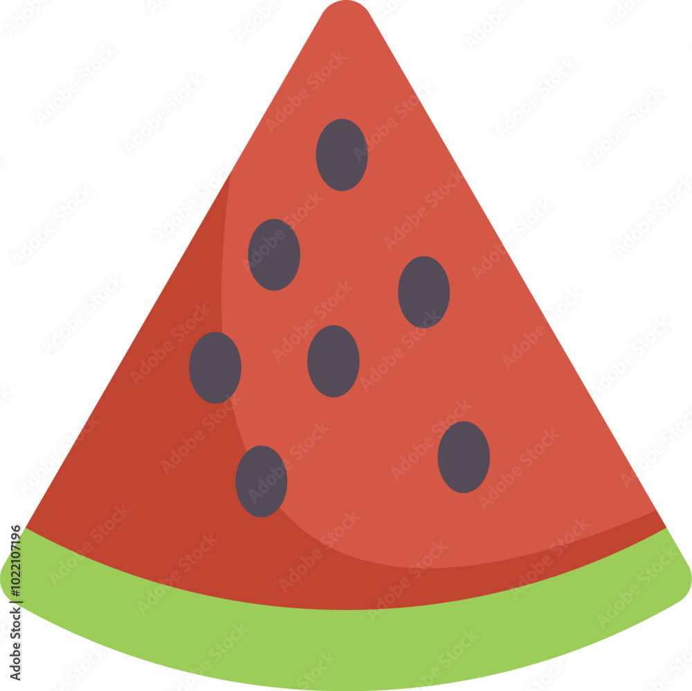 Single slice of ripe red watermelon with black seeds is sitting on a white background Single slice of ripe red watermelon with black seeds is sitting on a white background