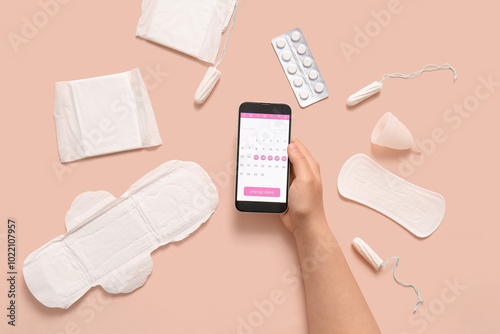 Female hand with menstrual ...