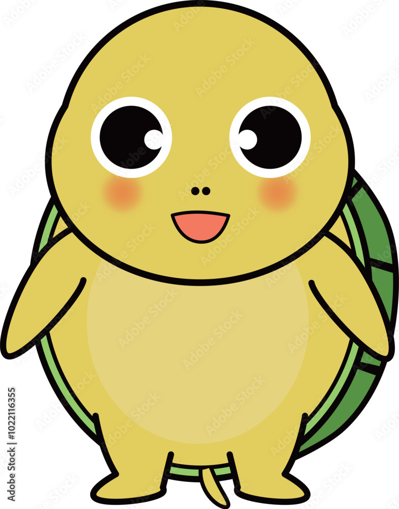 Obraz premium 笑顔の可愛い亀のイラスト