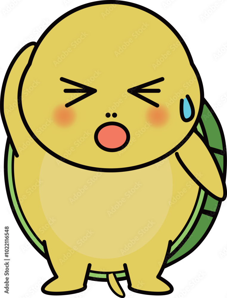 困った表情の可愛い亀のイラスト