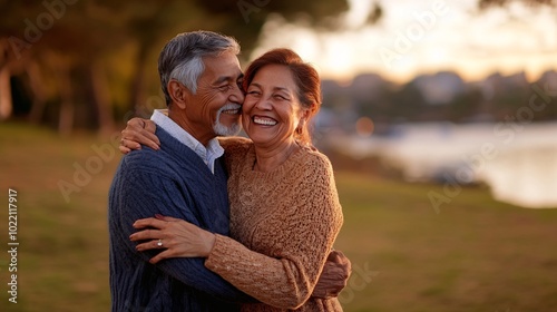 Elderly Hispanic Couple Enjoying Outdoors: A Reflection of Fulfilling Retirement