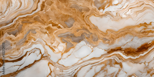 Close-up of a stunning marble texture featuring rich brown and white swirls. This abstract design exudes elegance and natural beauty, perfect for backgrounds and artistic projects.