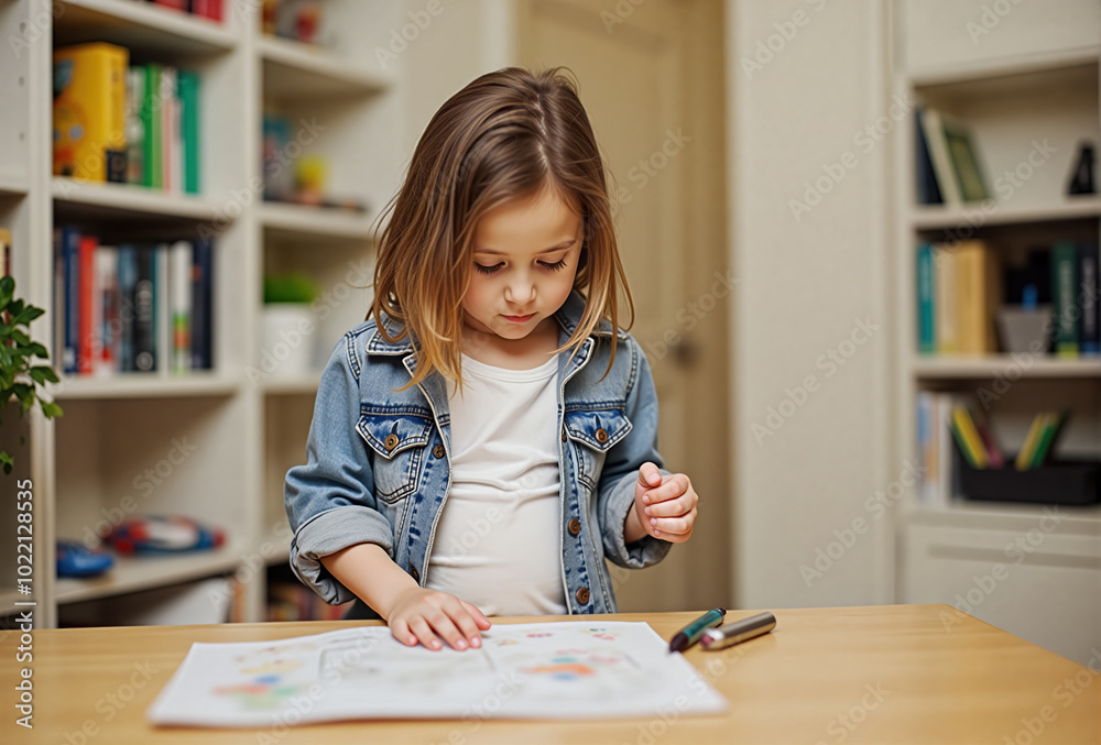 Studying little girl. Created with AI. High quality upscale and postproduction. Studying little girl. Created with AI. High quality upscale and postproduction.