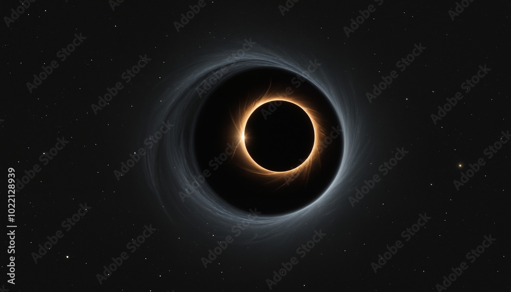 Naklejka premium A black hole in space visualization, a black hole eating a star, creepy and mysterious visual for space journals and articles
