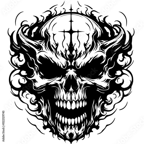 Death metal skull vector design