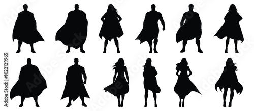 Superhero silhouette set vector design big pack of hero illustration and icon