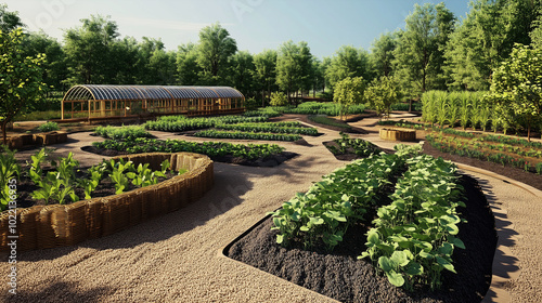 3D Visualization of Eco-Friendly Farming Techniques, generative ai