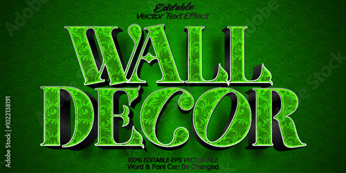 Wall Decor Vector Text Effect Editable Alphabet Green Vintage Home Decor Wallpaper