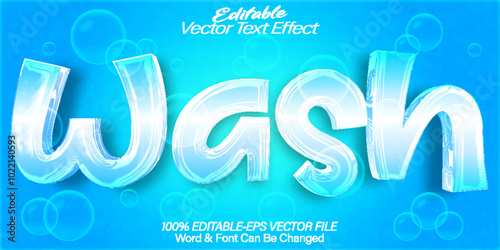 Wash Vector Text Effect Editable Alphabet Soap Foam Clean Wet