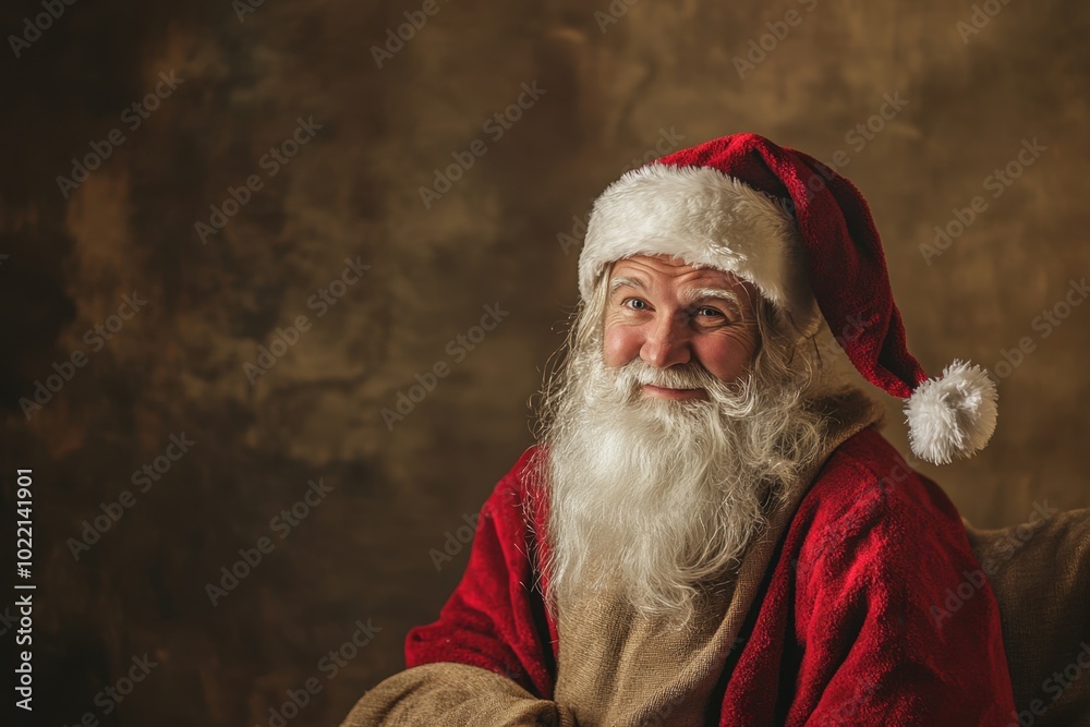 Smiling Santa in a festive setting Smiling Santa in a festive setting