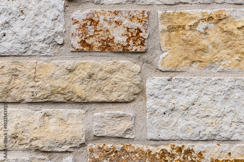 Detail of the wall on an old stone building.