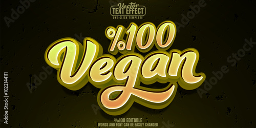 Vegan editable text effect, customizable healthy and food 3d font style