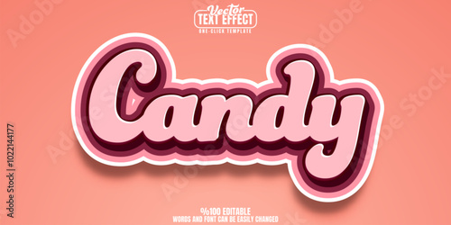 Candy editable text effect, customizable sweet and sugar 3d font style