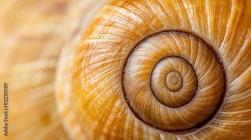 Close-Up of a Spiral Snail Shell with Intricate Patterns, AI