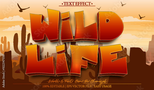 Wildlife  Vector Text Effect Editable Alphabet Cowboy Texas Western Cactus Desert Camel