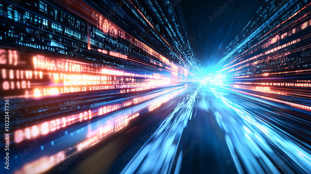 Futuristic Abstract Digital Data Streams and Networks