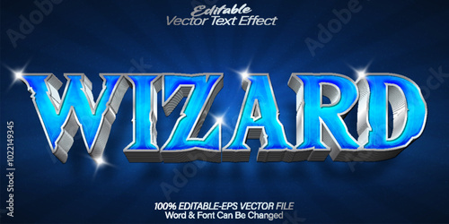 Wizard Vector Text Effect Editable Alphabet Magic Fantasy Magician Blue