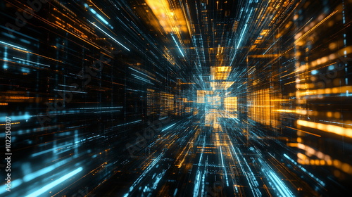 Futuristic Abstract Digital Data Streams and Networks