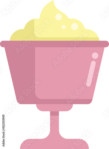Pink dessert cup holding delicious vanilla ice cream, perfect for representing summer desserts