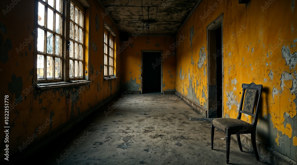 Abandoned Hallway with Peeling Paint Abandoned Hallway with Peeling Paint