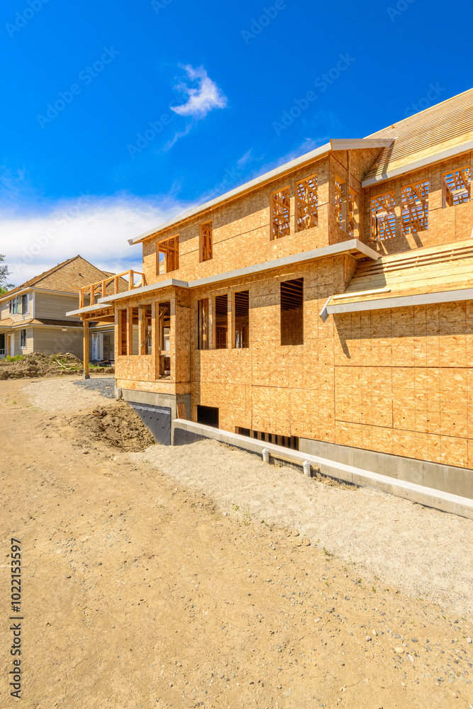 A new home under construction in Vancouver, Canada. A new home under construction in Vancouver, Canada.