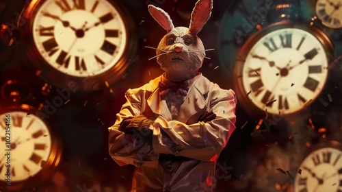 Rabbit Mask and Clocks: A Surreal Time Travel Adventure