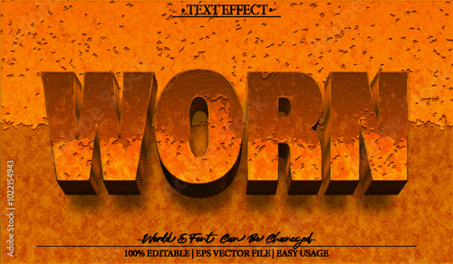 Worn Vector Text Effect Editable Alphabet Old Dirty  Rusty Ancient