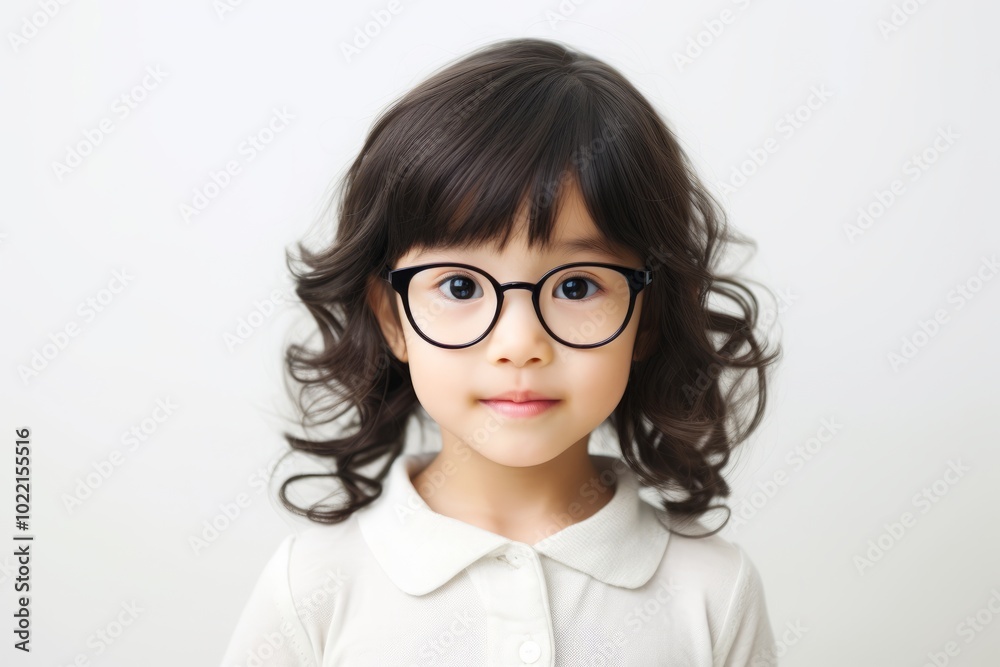 Portrait of a cute little girl wearing eyeglasses over white background Portrait of a cute little girl wearing eyeglasses over white background