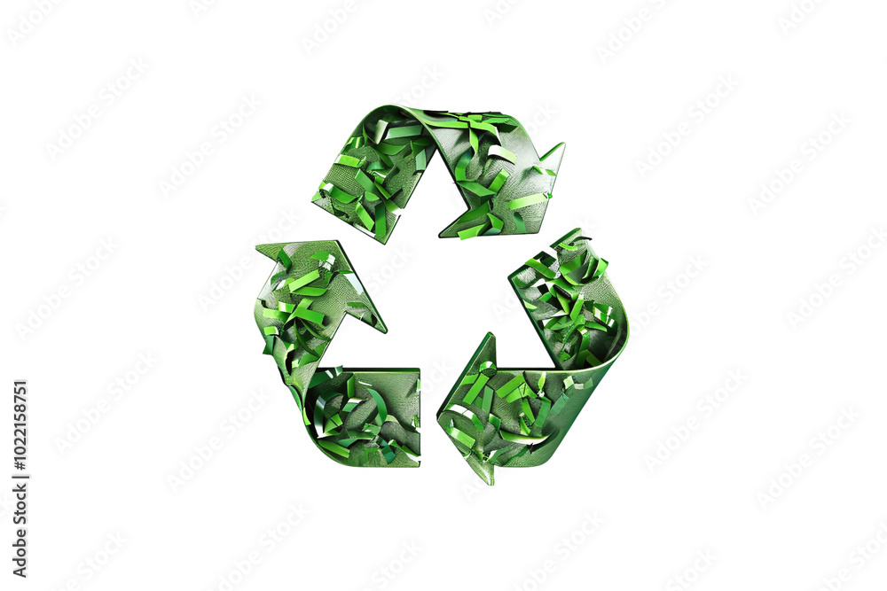 Green recycle symbol with leaves isolated on white background. Generative ai Green recycle symbol with leaves isolated on white background. Generative ai