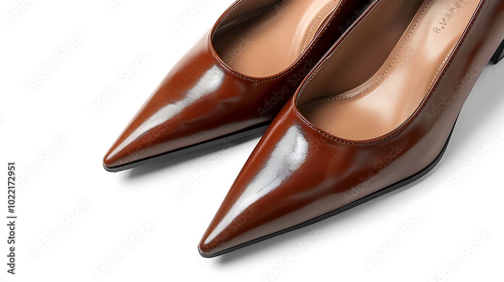 black leather shoes on white background