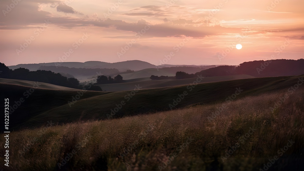 Obraz premium Tranquil Summer Evening with Hills