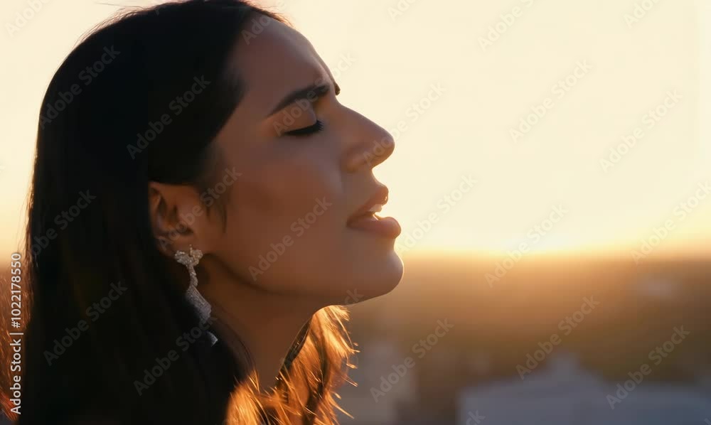 Venezuelan Woman Singing Softly in Empty Room at Dawn Venezuelan Woman Singing Softly in Empty Room at Dawn