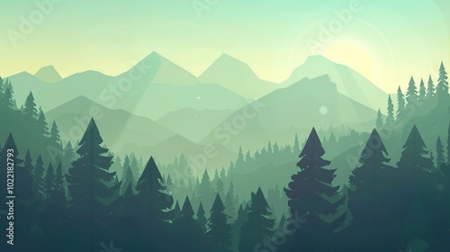 Simple Visual on Forest Background - a serene and enchanting sight. The simple yet captivating image stands out against the lush forest backdrop