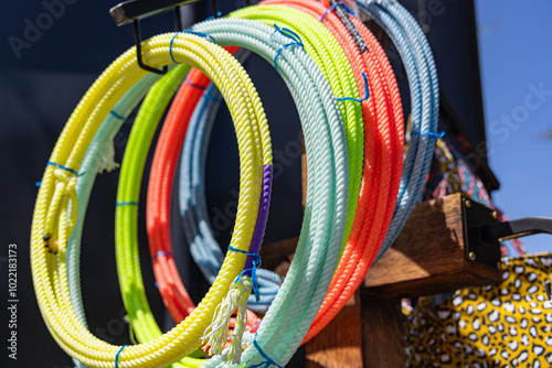 Lasso throwing ropes for sale at a county fair.