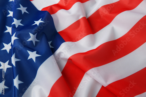 Flag of USA as background, closeup view