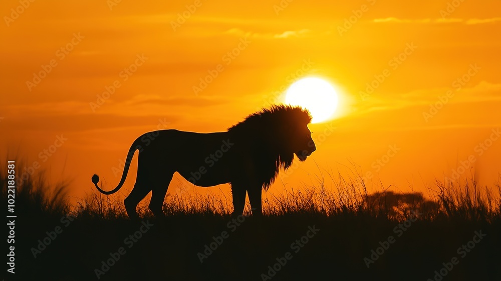 Stylish Animal Lion Silhouette Design on a Clean Background, Representing Strength and Majesty, Ideal for Wildlife and Nature Themes in Artistic Contexts