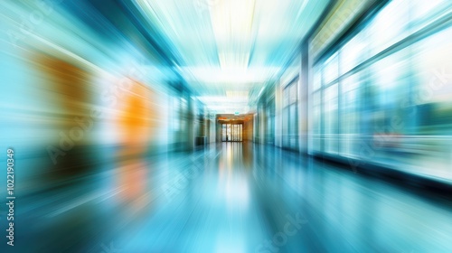 Blurred interior of hospital - abstract medical background.