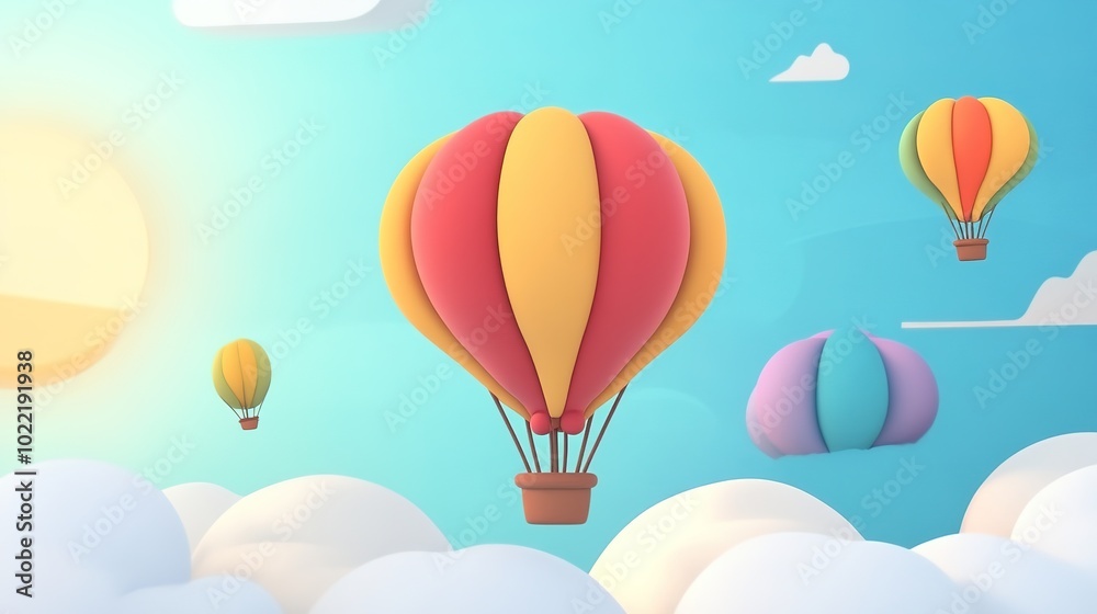 Naklejka premium Colorful Animated Balloon Design, Capturing Playfulness and Joy, Perfect for Celebrations, Events, and Festive Occasions in Various Styles