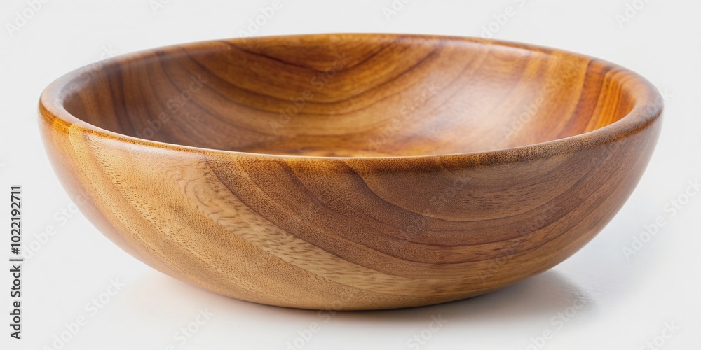 isolated wooden bowl on transparent white background with natural texture and earthy tone, perfect for food styling, still life, and e-commerce product photography.