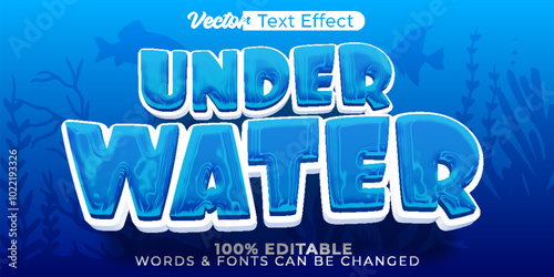 Under Water Vector Text Effect Editable Alphabet Blue Sea Aqua Marine Pool photo