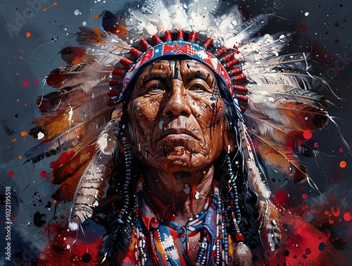 Native American Chief Portrait: A Powerful Expression of Heritage photo