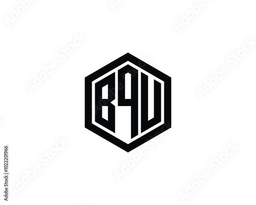 BQU logo design vector template. BQU