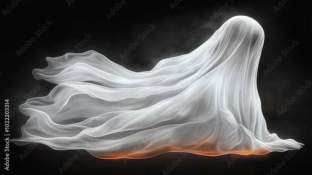Fototapeta premium Ethereal Translucent Ghost Hovers in Gloomy Environment