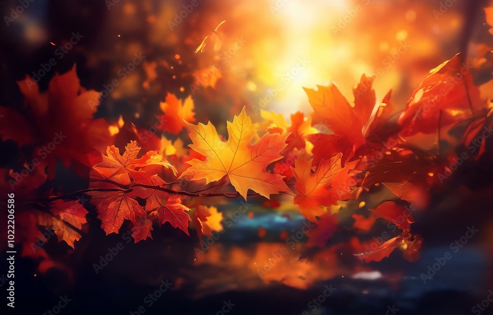 Vibrant autumn leaves in hues of orange, red, and yellow, with a soft, golden glow emanating from the background. Vibrant autumn leaves in hues of orange, red, and yellow, with a soft, golden glow emanating from the background.