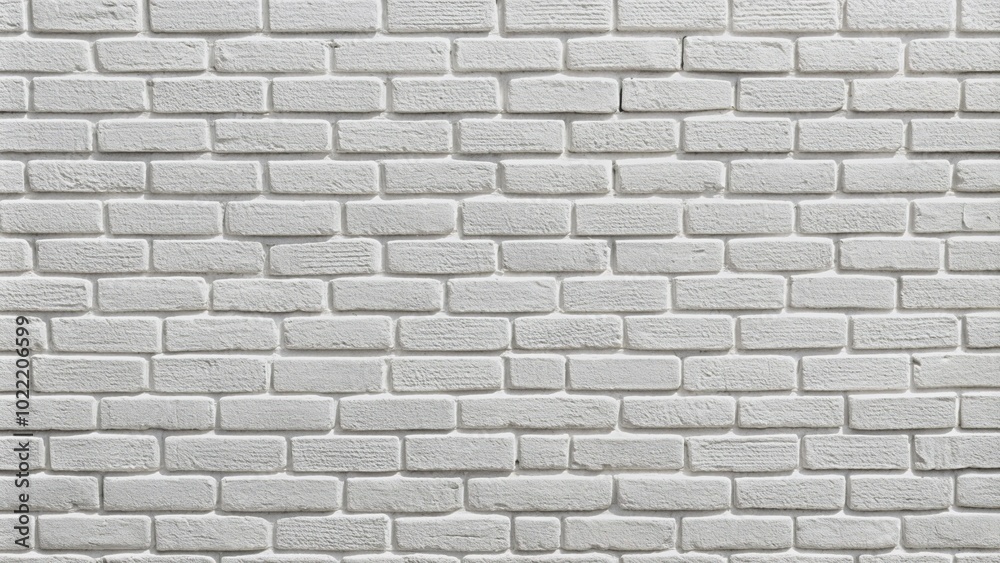 Panoramic background of wide white brick wall texture. Home or office design backdrop