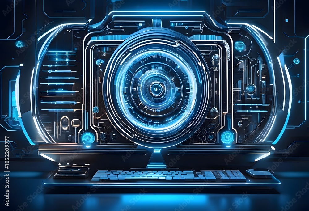Futuristic Digital Control Panel Interface Futuristic Digital Control Panel Interface