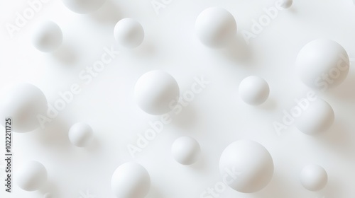 Abstract White Spheres Floating on White Background